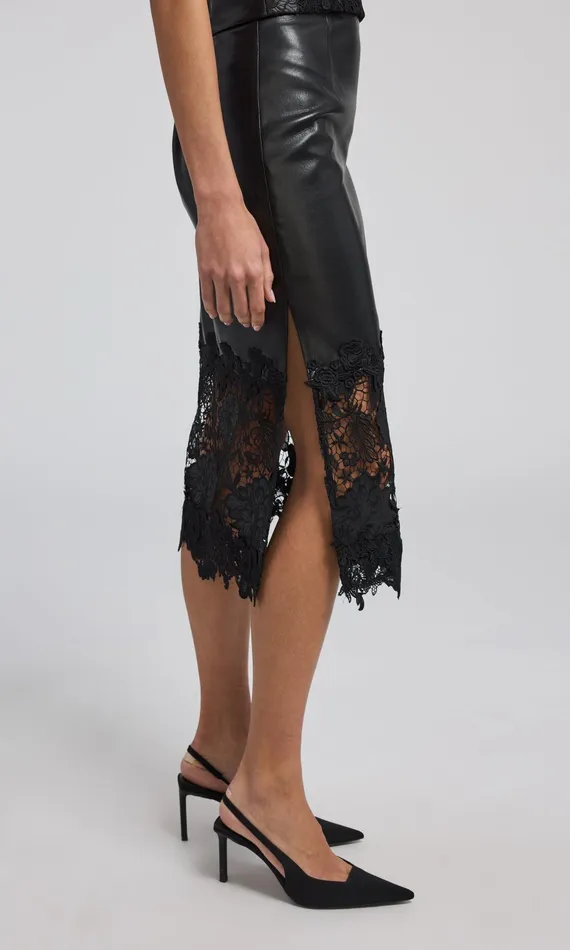Generation Love Clothing Skirts Chantira Vegan Leather Guipure Combo Skirt Black 8211 Women