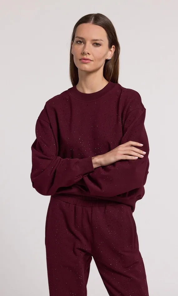 Generation Love Clothing Sweaters and Sweatshirts Colby Compact Crystal Sweatshirt Black Cherry 8211 Women