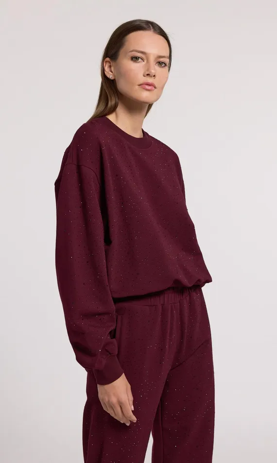 Generation Love Clothing Sweaters and Sweatshirts Colby Compact Crystal Sweatshirt Black Cherry 8211 Women