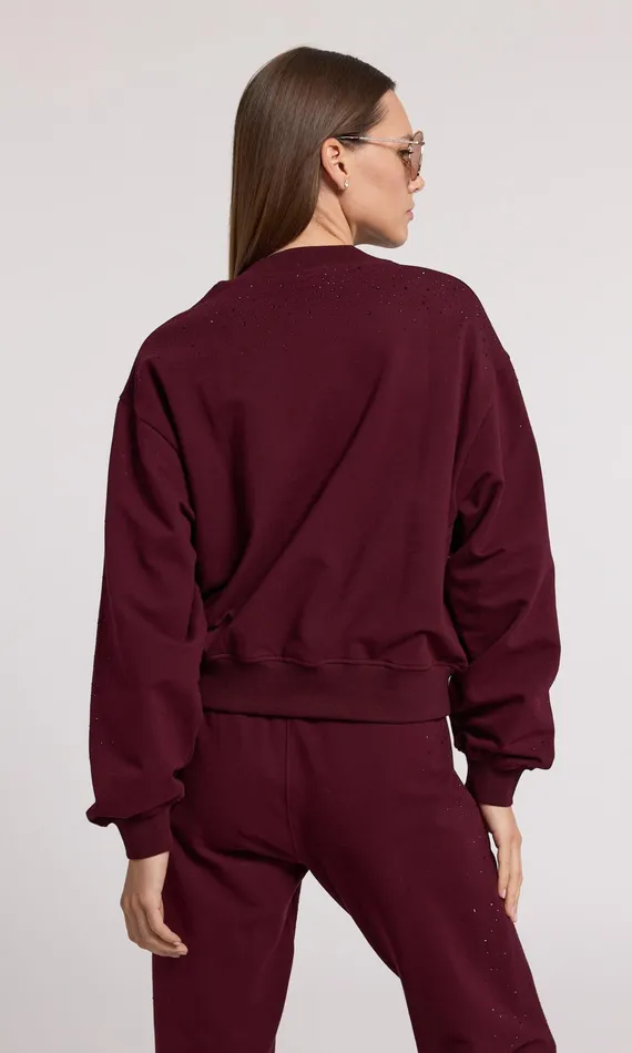Generation Love Clothing Sweaters and Sweatshirts Colby Compact Crystal Sweatshirt Black Cherry 8211 Women