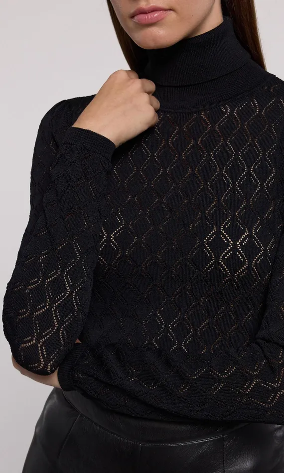 Generation Love Clothing Sweaters and Sweatshirts Natasha Pointelle Sweater Black 8211 Women