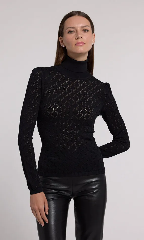 Generation Love Clothing Sweaters and Sweatshirts Natasha Pointelle Sweater Black 8211 Women
