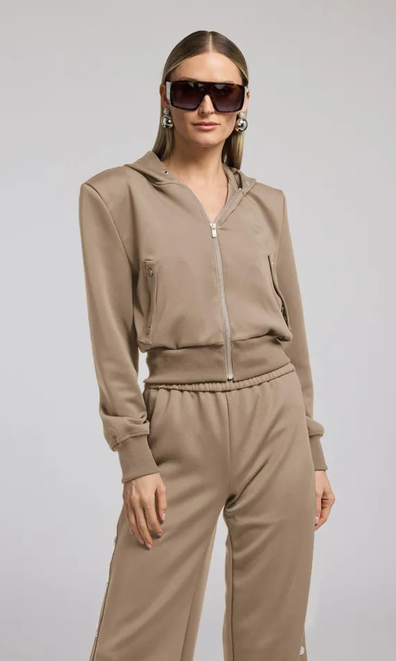 Generation Love Clothing Sweaters and Sweatshirts Zira Scuba Hoodie Taupe 8211 Women