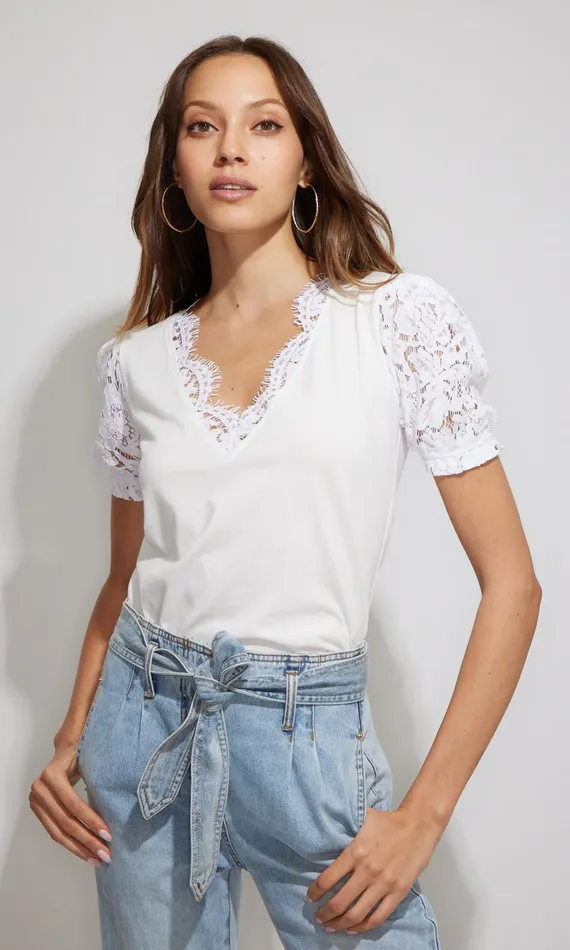 Generation Love Clothing Tops Jess Lace Combo Top White 8211 Women