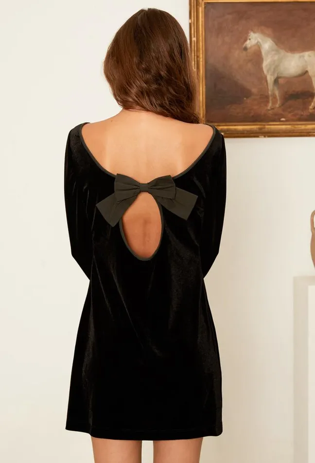 Genevieve Velvet Mini Dress With Bow Women Ciao Lucia Evening Dresses