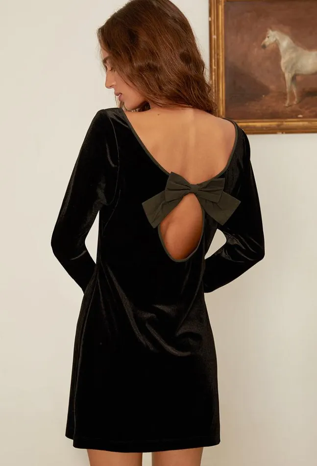 Genevieve Velvet Mini Dress With Bow Women Ciao Lucia Evening Dresses