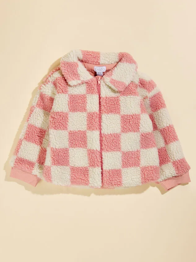 Genny Checkered Sherpa Jacket By Mudpie Pink Girl Altar039d State Toddler 2T5T