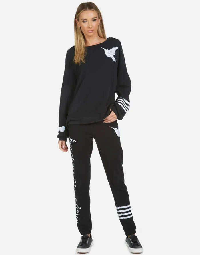 Gia Hummingbird Love Black Women Lauren Moshi Long Sweatpants
