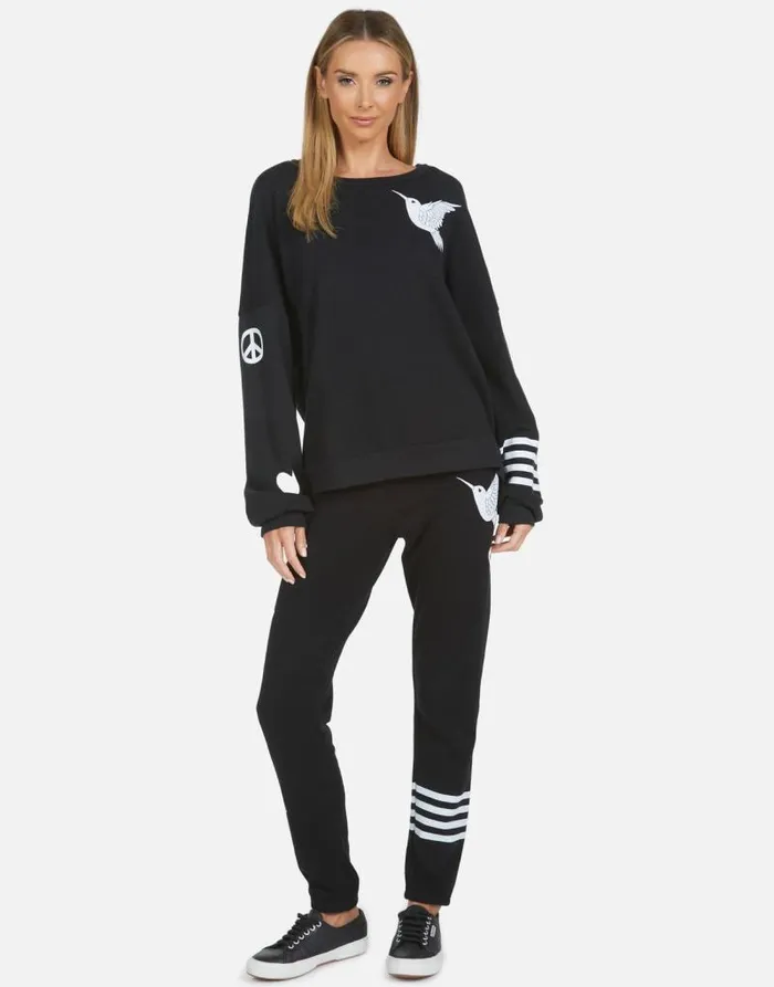 Gia Hummingbird Love Black Women Lauren Moshi Long Sweatpants