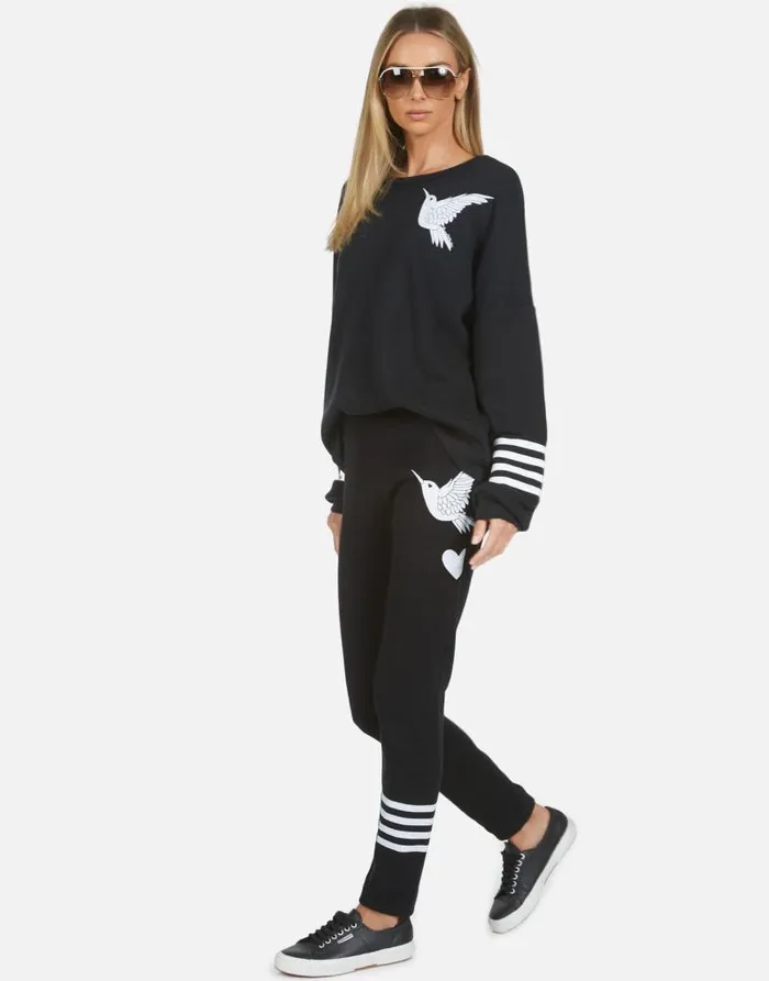 Gia Hummingbird Love Black Women Lauren Moshi Long Sweatpants