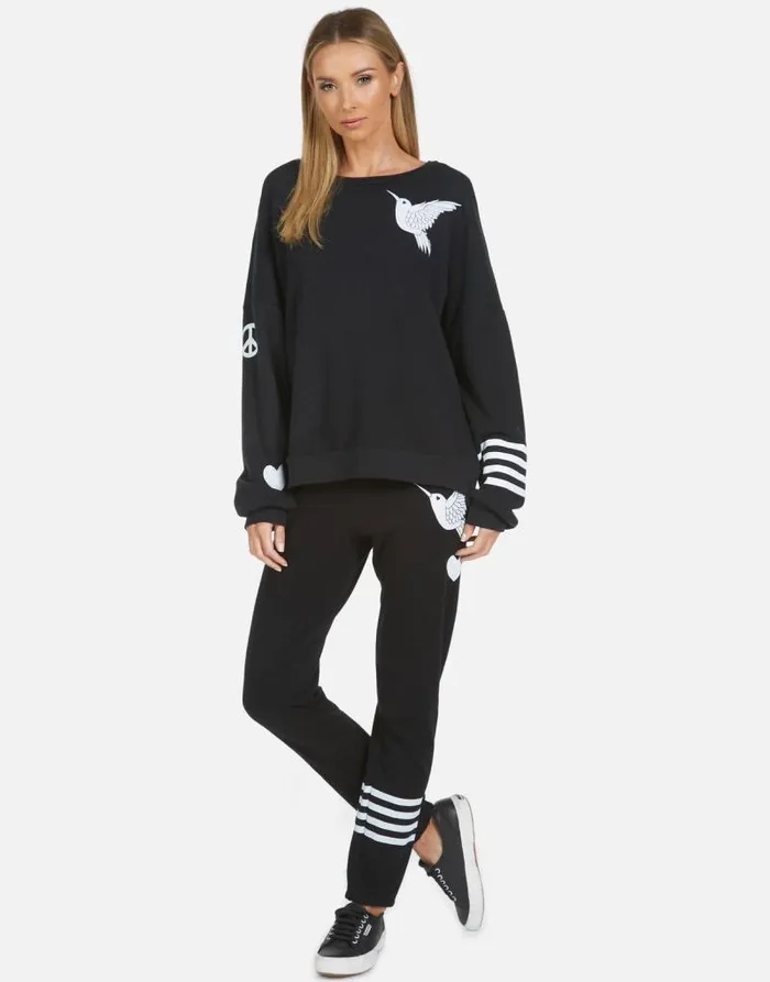 Gia Hummingbird Love Black Women Lauren Moshi Long Sweatpants