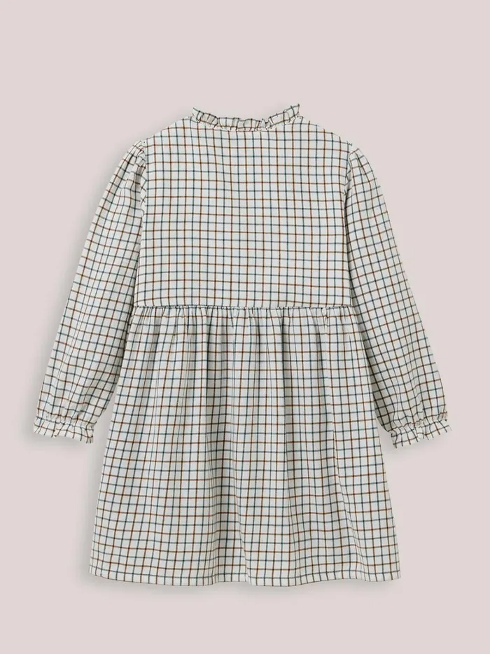 Girls Clothing Cyrillus Check Cotton Flannel Dress Carreaux Chocomarine