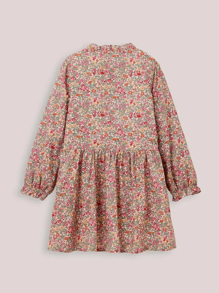 Girls Clothing Cyrillus Dress With Liberty Fabric Ruffle Lib Babington Rose