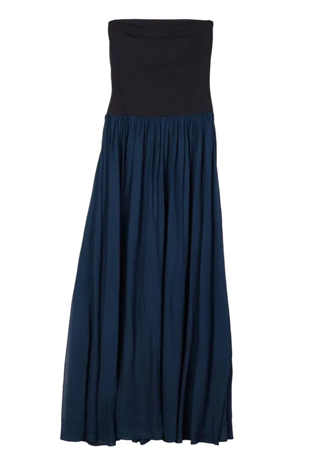 Giselle Navy Chiffon And Jersey Strapless Maxi Dress Women Ciao Lucia Evening Dresses