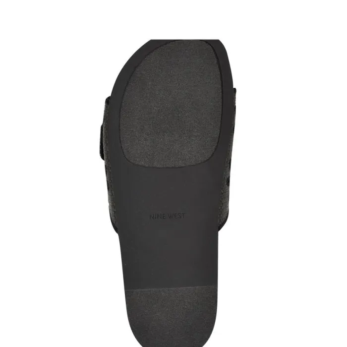 Giulia Casual Footbed Sandals Black Raffia Women Nine West Sandals