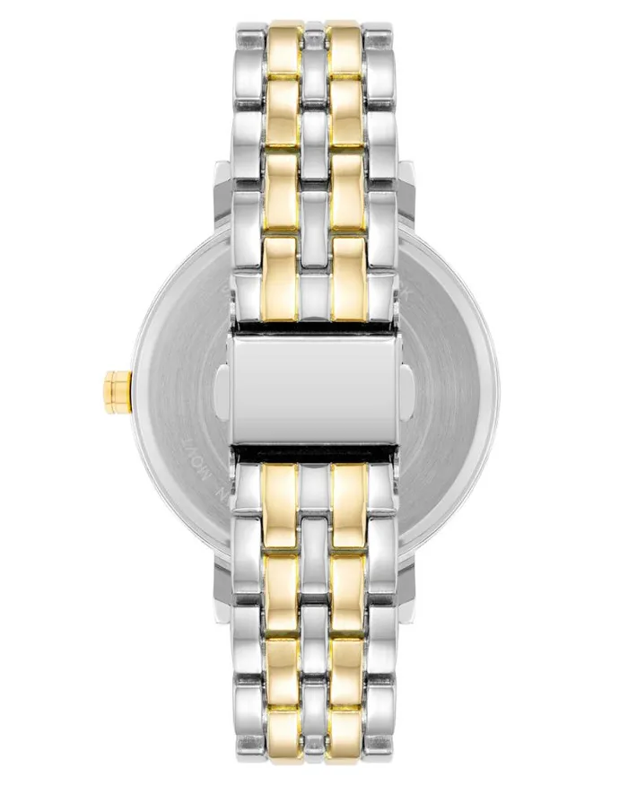 Glitter Accented Dial Watch Twotone Women Nine West Straps