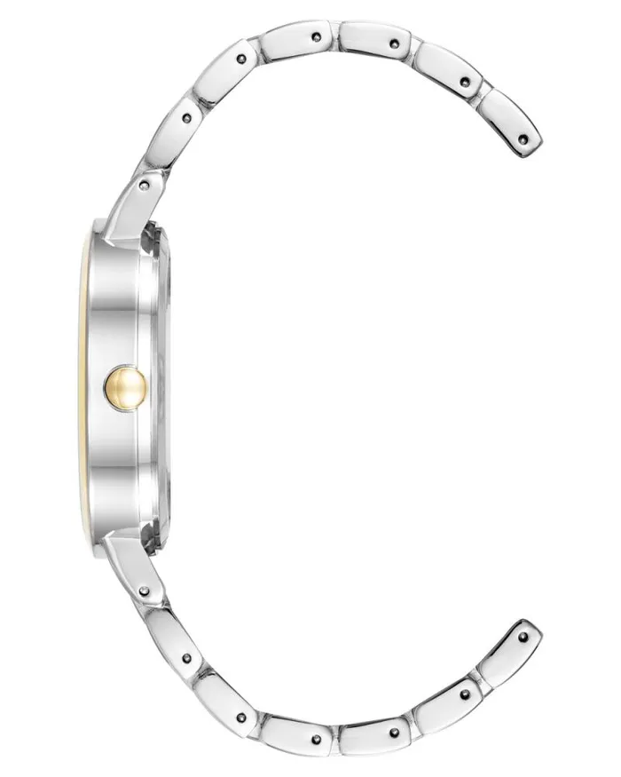 Glitter Accented Dial Watch Twotone Women Nine West Straps