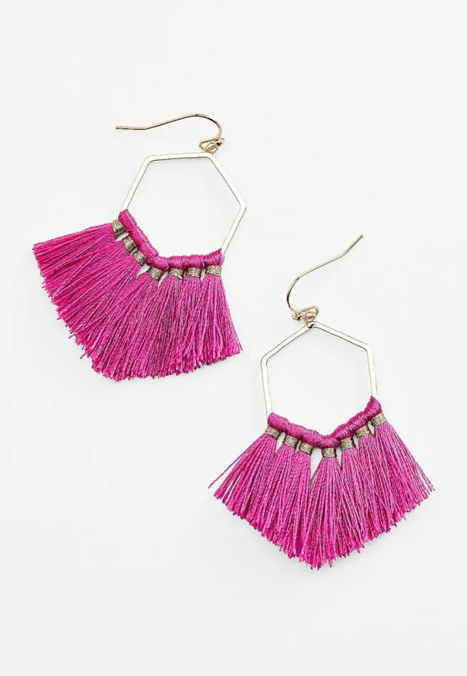 Gold Pink Fringe Drop Earrings Women Maurices Jewelry