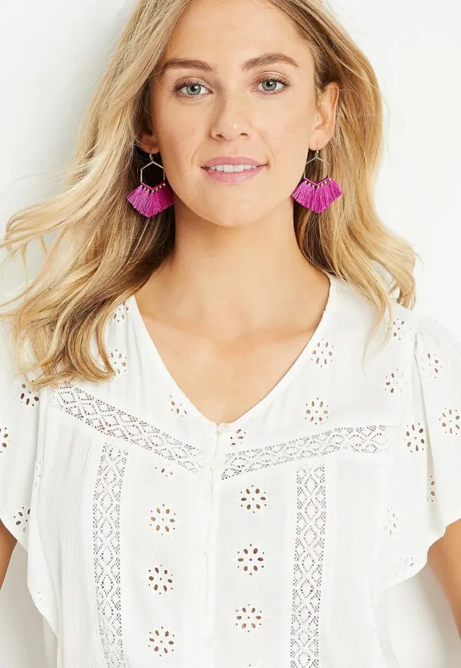 Gold Pink Fringe Drop Earrings Women Maurices Jewelry