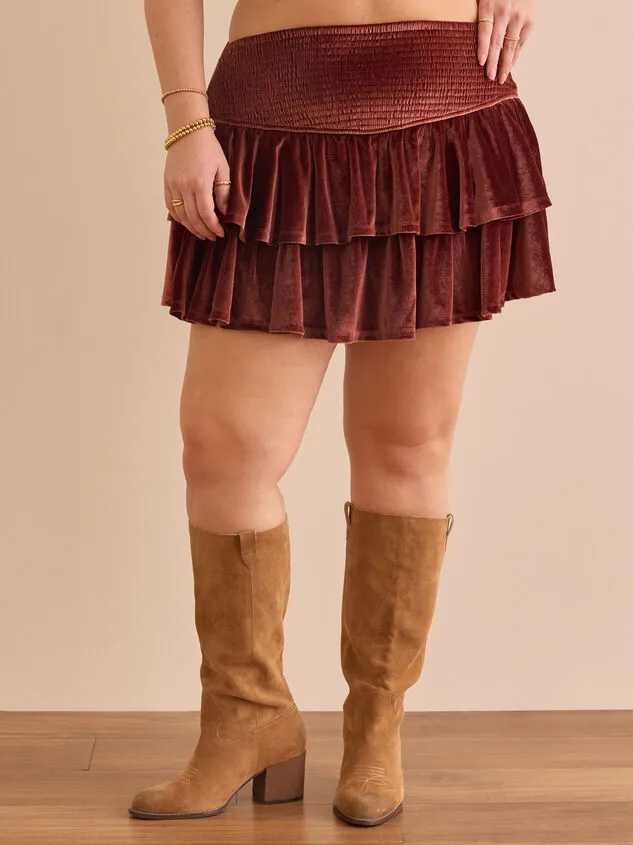 Gracelynn Smocked Velvet Skort Brown Women Altar039d State Bottoms Gracelynn Smocked Velvet Skort Brown Women Altar039d State Bottoms