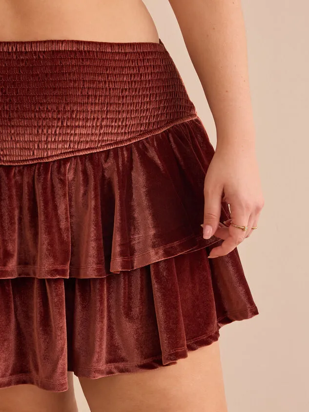 Gracelynn Smocked Velvet Skort Brown Women Altar039d State Bottoms Gracelynn Smocked Velvet Skort Brown Women Altar039d State Bottoms