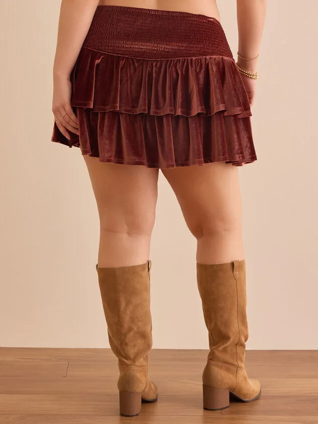 Gracelynn Smocked Velvet Skort Brown Women Altar039d State Bottoms Gracelynn Smocked Velvet Skort Brown Women Altar039d State Bottoms