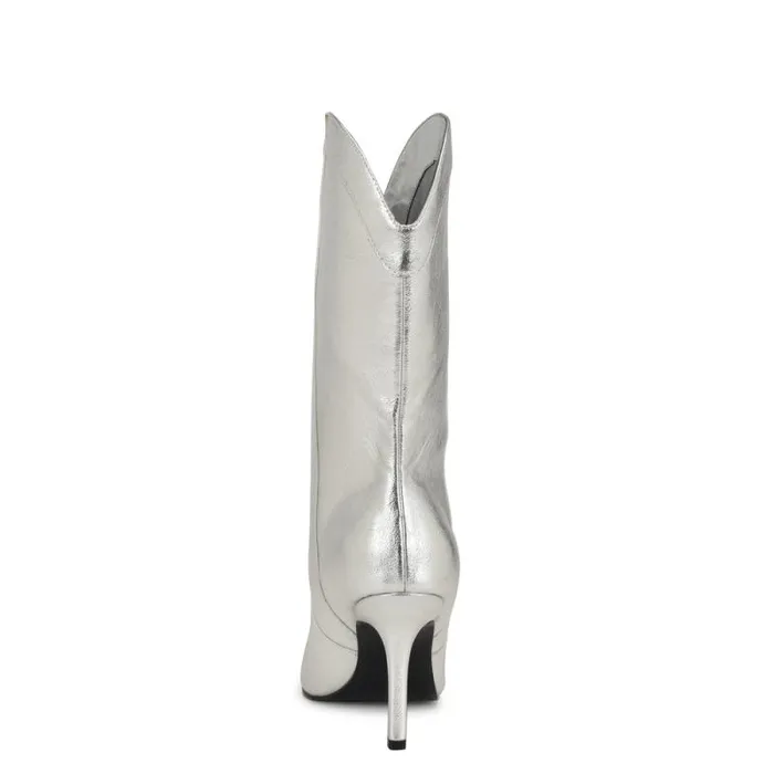 Grasy Western Dress Boots Silver Women Nine West Boots and Booties Grasy Western Dress Boots Silver Women Nine West Boots and Booties