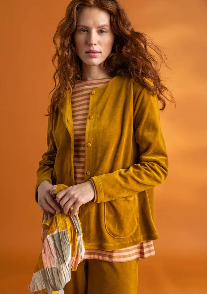 Gudrun Sjdn Velour Cardigan In Organic Cotton Women Tops and Shirts