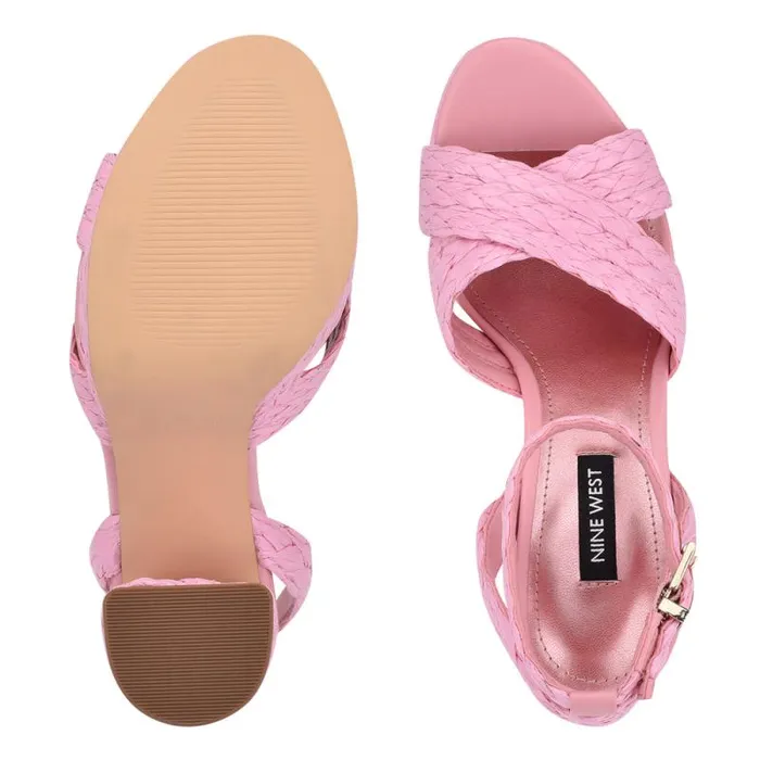 Hadyn Platform Sandals New Pink Raffia Women Nine West Heels Hadyn Platform Sandals New Pink Raffia Women Nine West Heels