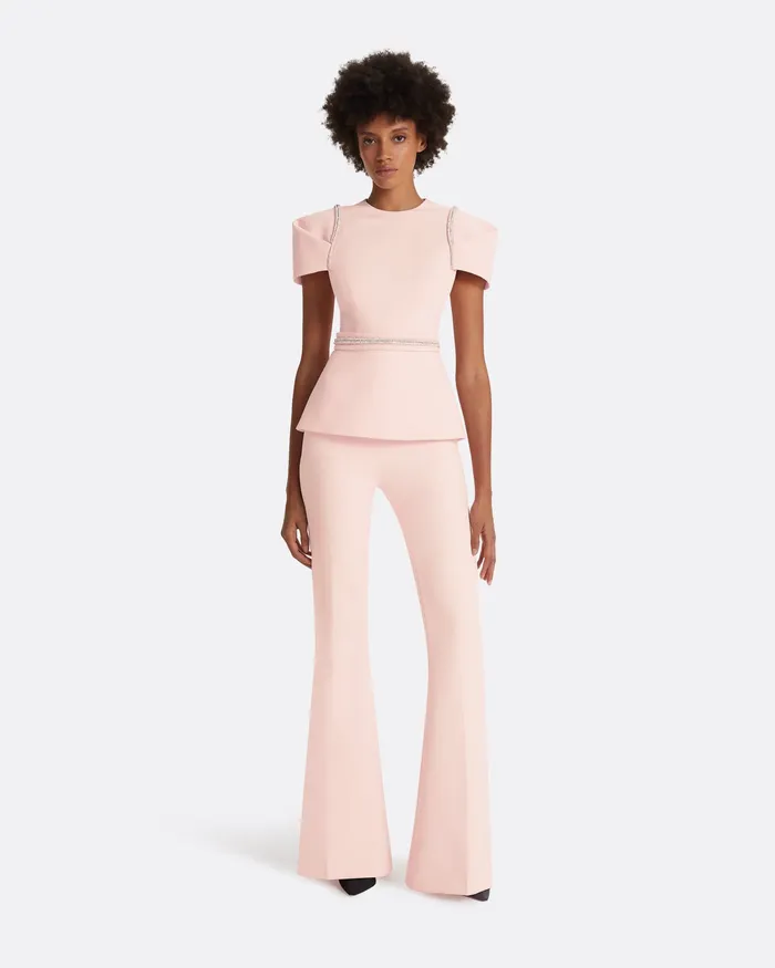 Halluana Pale Pink Trousers Pale Pink Women Trousers Safiyaa