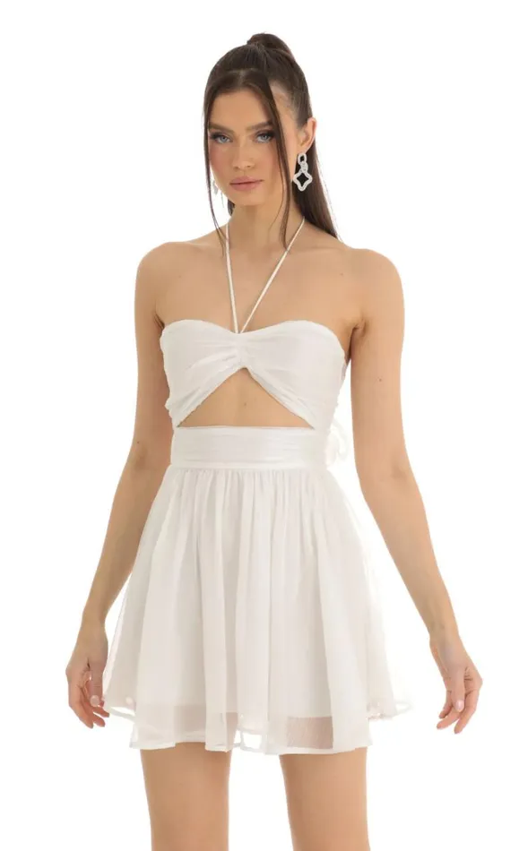 Halter Cutout Dress White Women LUCY IN THE SKY Mini Dresses