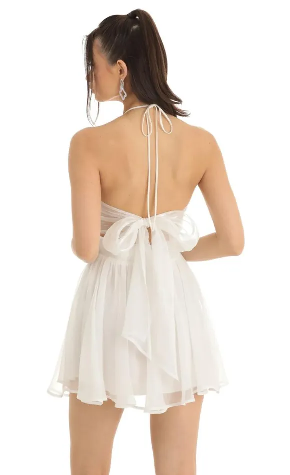 Halter Cutout Dress White Women LUCY IN THE SKY Mini Dresses