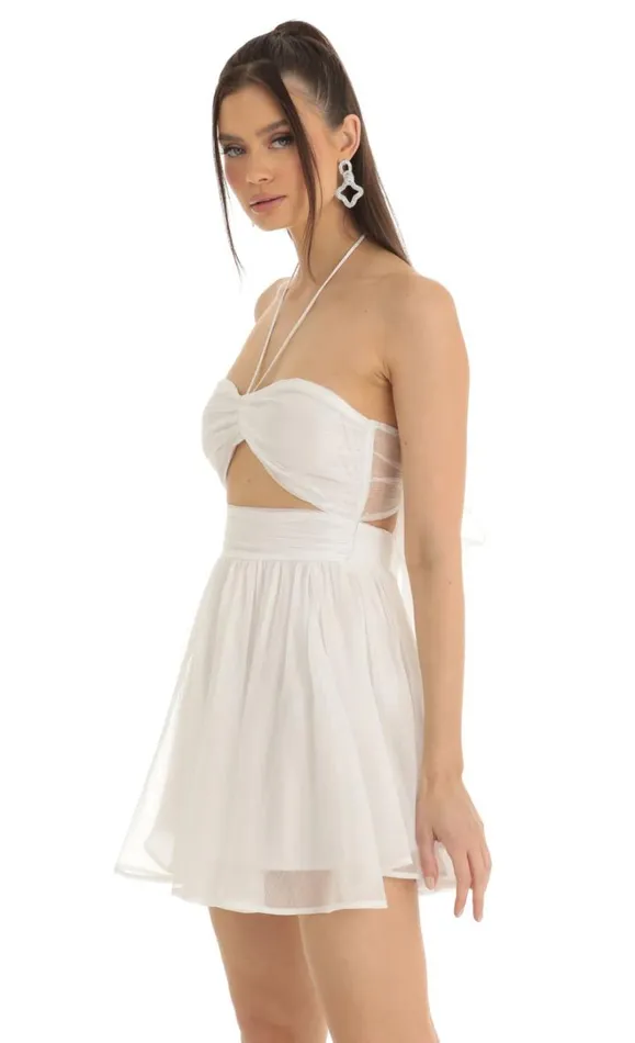 Halter Cutout Dress White Women LUCY IN THE SKY Mini Dresses
