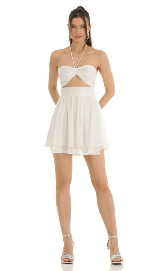 Halter Cutout Dress White Women LUCY IN THE SKY Mini Dresses