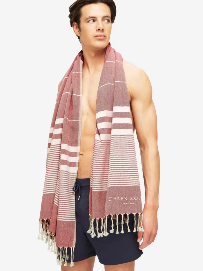 Hammam Towels MenWomen Derek Rose Hammam Towel Karinna Pure Cotton Red