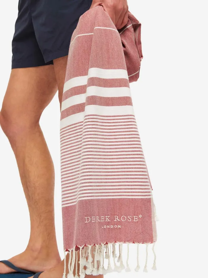 Hammam Towels MenWomen Derek Rose Hammam Towel Karinna Pure Cotton Red