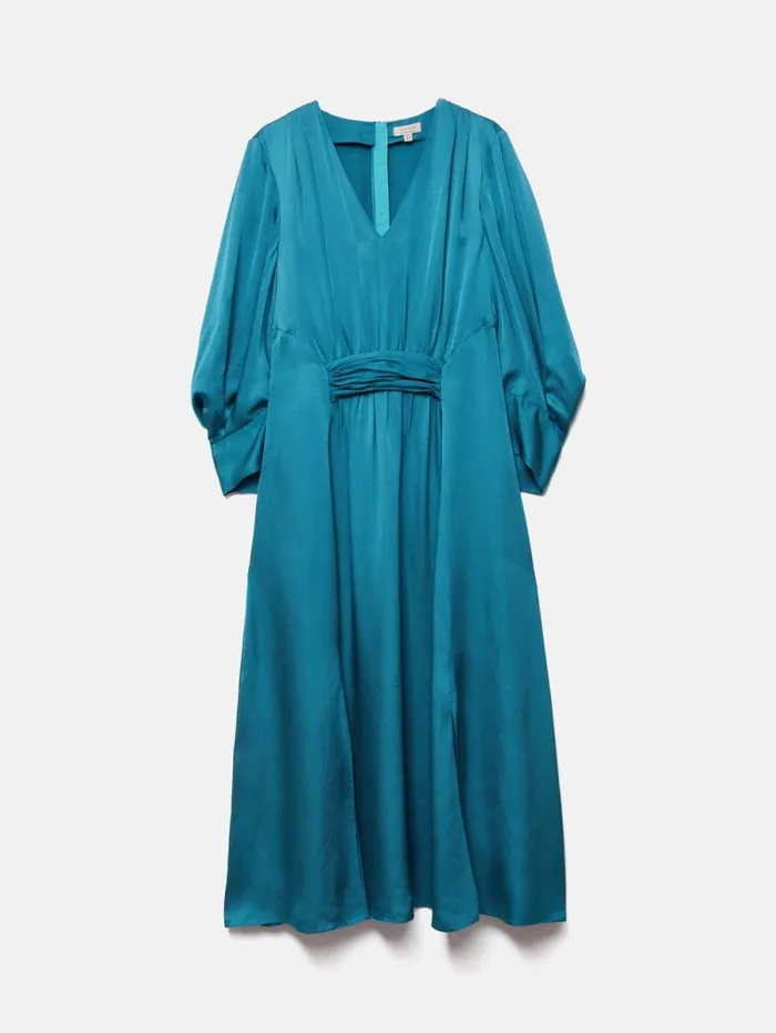 Hammered Satin Midi Dress Blue Women Jigsaw Party