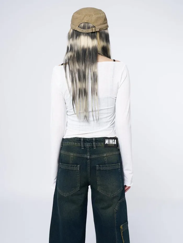 Hana White Asymmetrical Cut Out Top Women Minga London Tops and TShirts