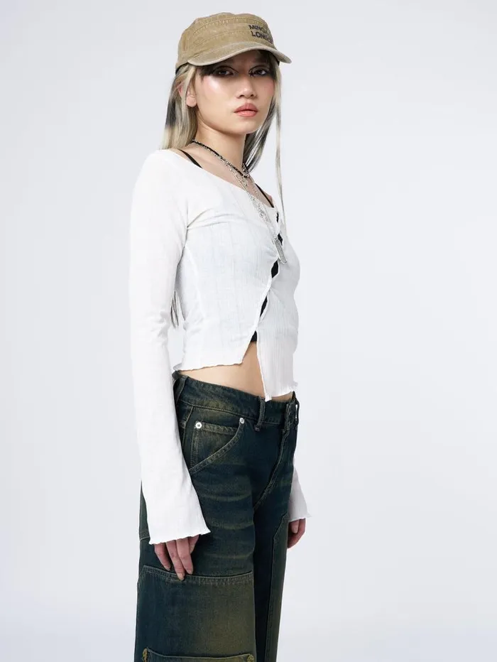 Hana White Asymmetrical Cut Out Top Women Minga London Tops and TShirts