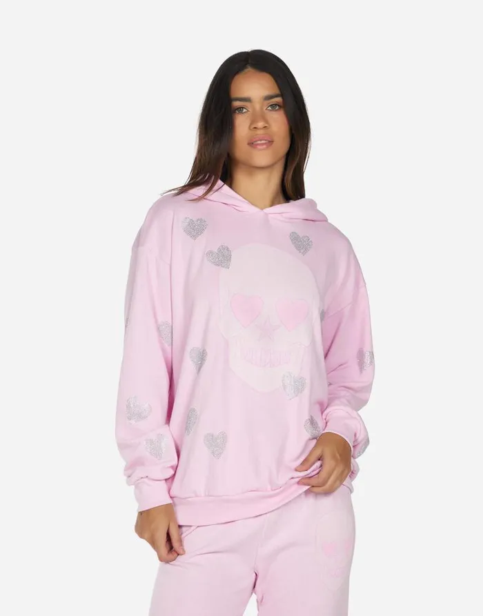 Harmony Crystal Pink Peace Love Skull Peony Pink Women Lauren Moshi Hoodies