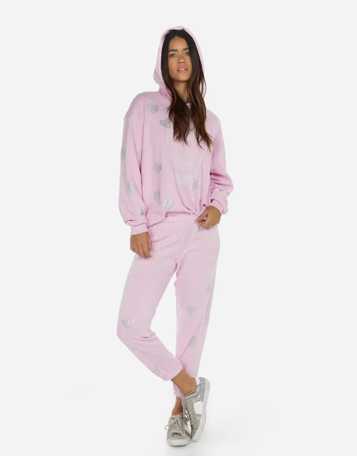 Harmony Crystal Pink Peace Love Skull Peony Pink Women Lauren Moshi Hoodies