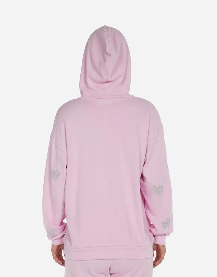Harmony Crystal Pink Peace Love Skull Peony Pink Women Lauren Moshi Hoodies
