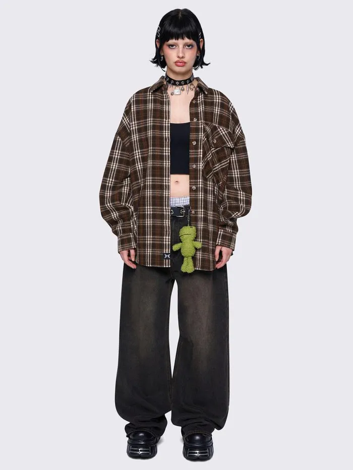 Harper Brown Plaid Shirt Women Minga London Tops and TShirts