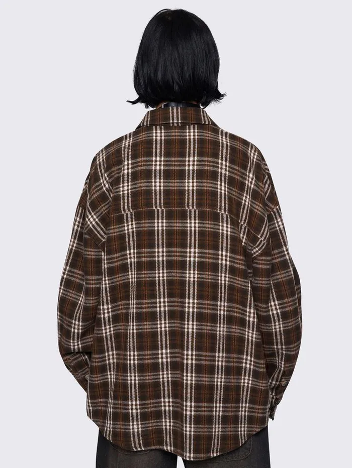 Harper Brown Plaid Shirt Women Minga London Tops and TShirts