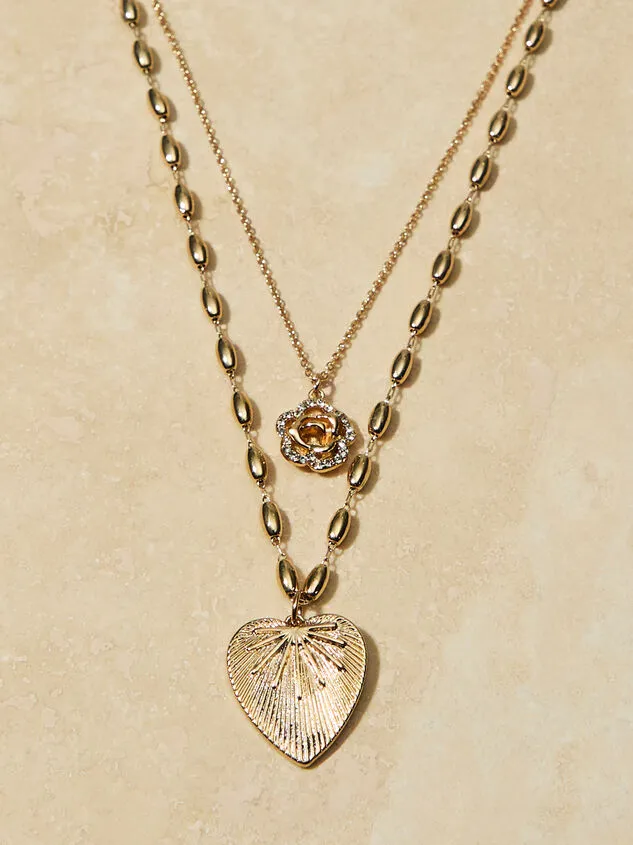 Heart Flower Charm Necklace Gold Women Altar039d State Necklaces