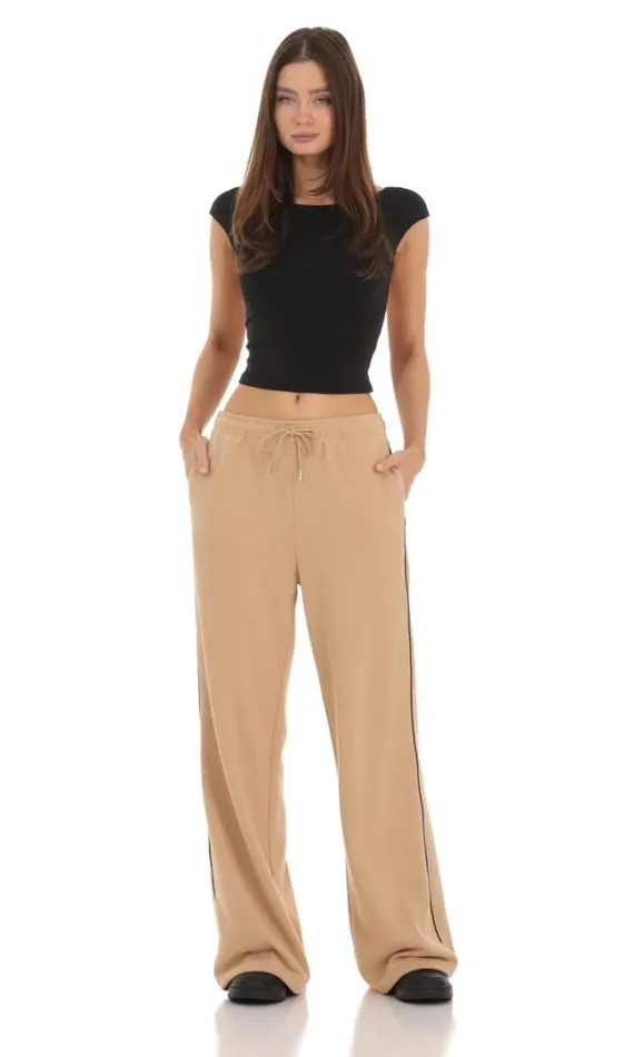 Heart Pocket Sweatpants Tan Women LUCY IN THE SKY Loungewear