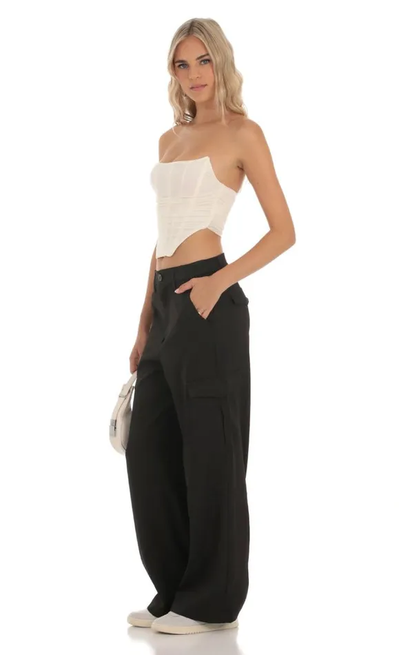 Hecate Wide Leg Cargo Pants Black Women LUCY IN THE SKY Pants