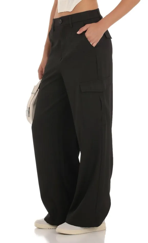 Hecate Wide Leg Cargo Pants Black Women LUCY IN THE SKY Pants Hecate Wide Leg Cargo Pants Black Women LUCY IN THE SKY Pants