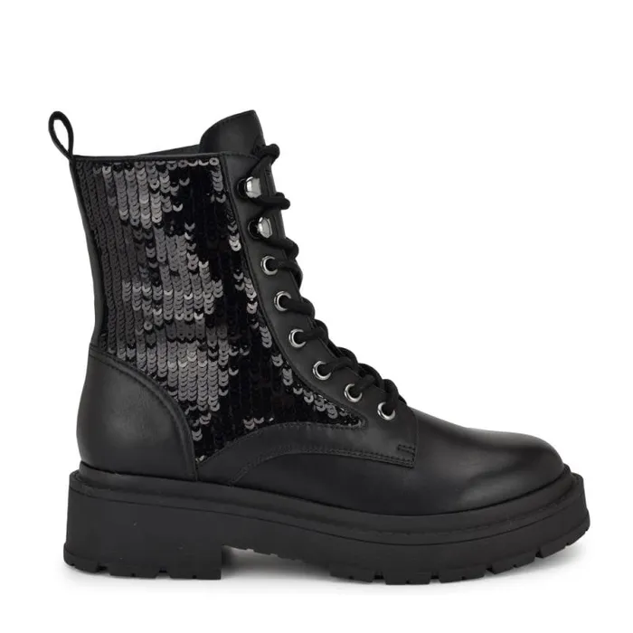 Hediy Combat Booties Blackblack Sequin Women Nine West Boots and Booties