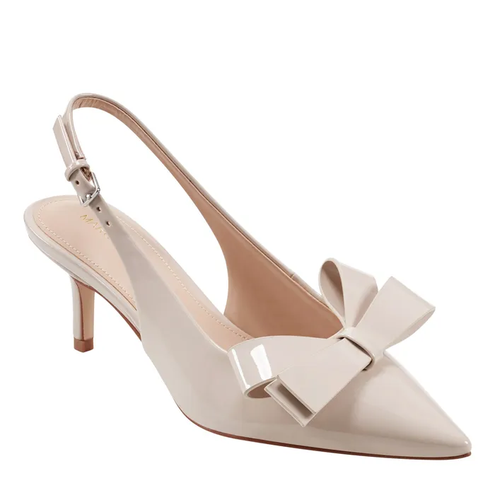 Heels and Pumps Marc Fisher Women Allon Bow Slingback Pump Light Natural Patent